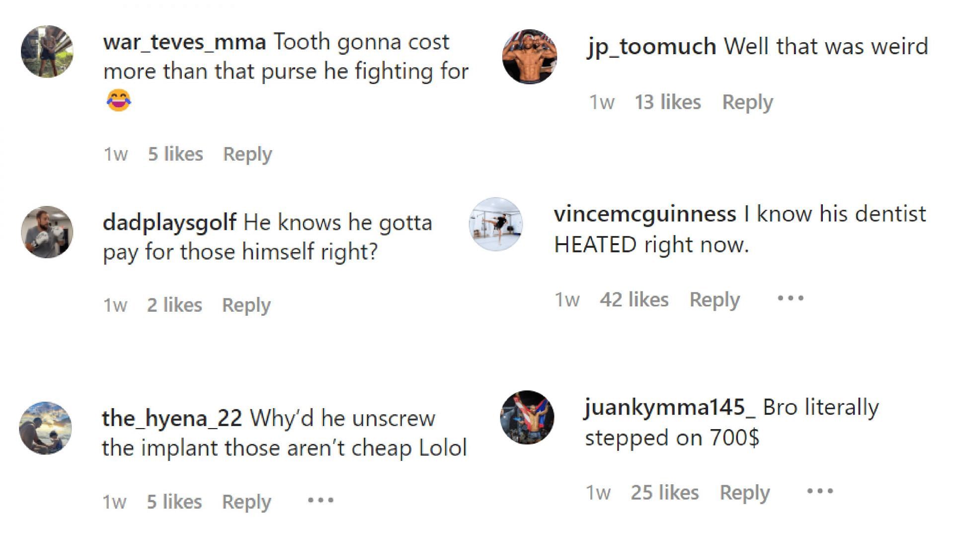 Fans react after a fighter pulls out his tooth during a face-off